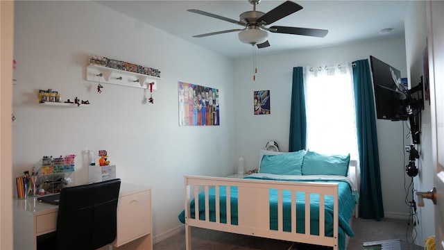 36439 Garden Wall Way, Zephyrhills, FL 33541 - carpeted bedroom with baseboards and ceiling fan