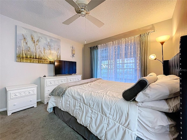 2031 Dover Ct, Oldsmar, FL 34677 - bedroom with a textured ceiling, carpet flooring, and ceiling fan