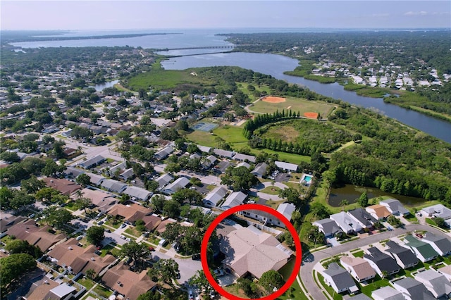 2031 Dover Ct, Oldsmar, FL 34677 - aerial overview of property's location with a nearby body of water and nearby suburban area