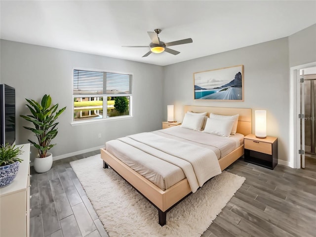 19664 Ship Wheel Way, Land O Lakes, FL 34638 - bedroom with wood finished floors, baseboards, and a ceiling fan