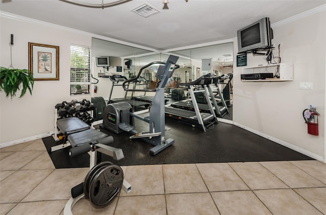 704 Lyndhurst St Unit 624, Dunedin, FL 34698 - exercise room featuring crown molding, baseboards, and electric panel