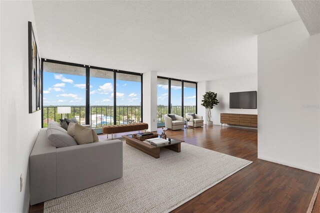 500 N Osceola Ave Unit 811, Clearwater, FL 33755 - living room with dark wood-style flooring and floor to ceiling windows