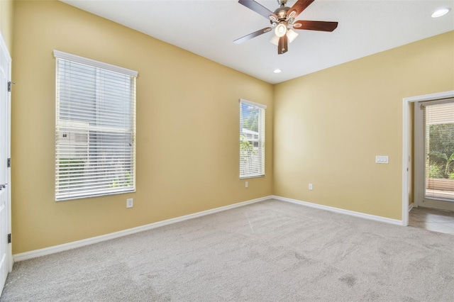 4089 Windcrest Dr, Wesley Chapel, FL 33544 - carpeted empty room featuring a ceiling fan, baseboards, and recessed lighting
