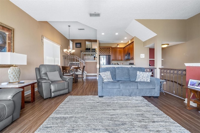 731 Cruise View Dr, Tampa, FL 33602 - living area featuring a chandelier, dark wood-type flooring, baseboards, and recessed lighting
