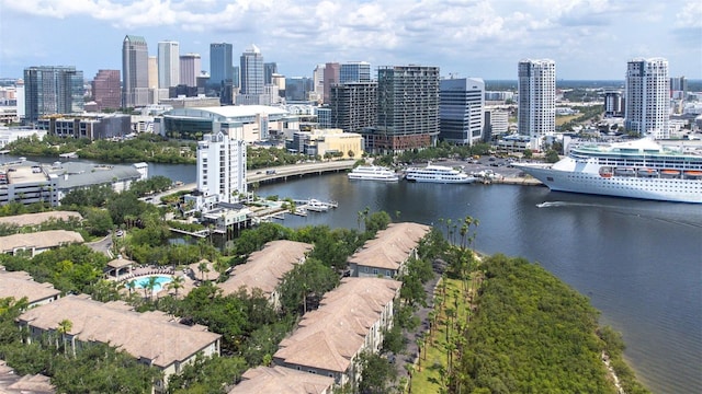 731 Cruise View Dr, Tampa, FL 33602 - bird's eye view of a nearby body of water and skyline