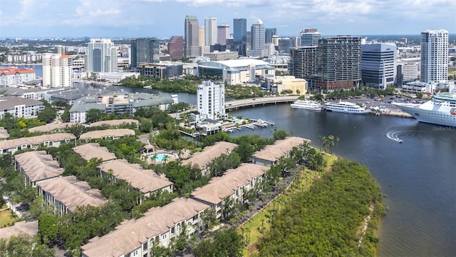 731 Cruise View Dr, Tampa, FL 33602 - aerial view of a nearby body of water and skyline