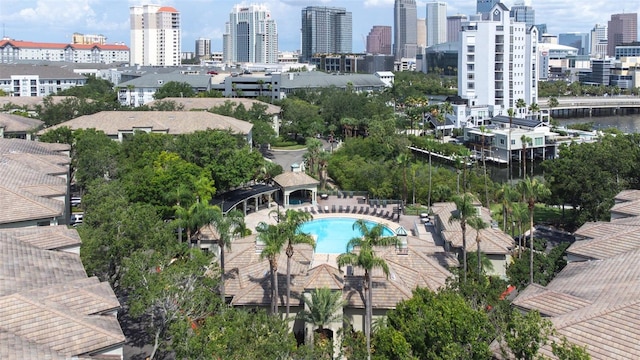 731 Cruise View Dr, Tampa, FL 33602 - bird's eye view of a pool area and skyline