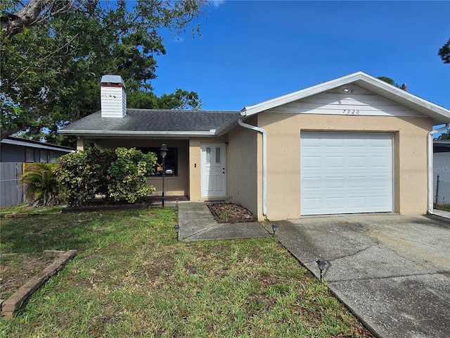 7920 52nd St N, Pinellas Park, FL 33781 - single story home featuring driveway, a chimney, stucco siding, and a front yard
