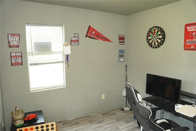 12008 Rose Ln, Riverview, FL 33569 - home office featuring wood finished floors