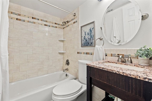 232 36th Ave N Unit 202C, Saint Petersburg, FL 33704 - full bath featuring toilet, shower / bath combination with curtain, vanity, and tile walls