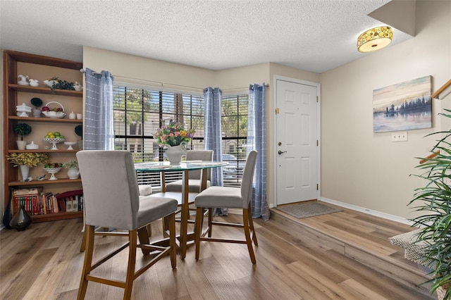5100 Burchette Rd Unit 2702, Tampa, FL 33647 - dining space featuring light wood-style floors, a textured ceiling, and baseboards
