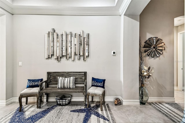 222 Toscavilla Blvd, Nokomis, FL 34275 - living area featuring tile patterned floors and crown molding