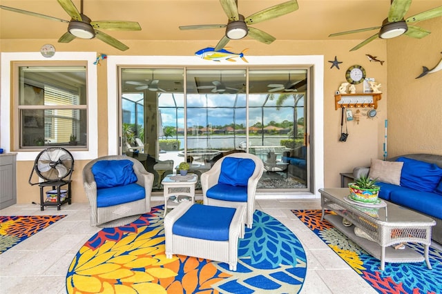 222 Toscavilla Blvd, Nokomis, FL 34275 - view of patio featuring a ceiling fan and outdoor lounge area