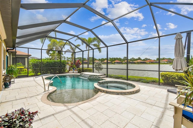 222 Toscavilla Blvd, Nokomis, FL 34275 - view of swimming pool with a patio area, a pool with connected hot tub, and glass enclosure