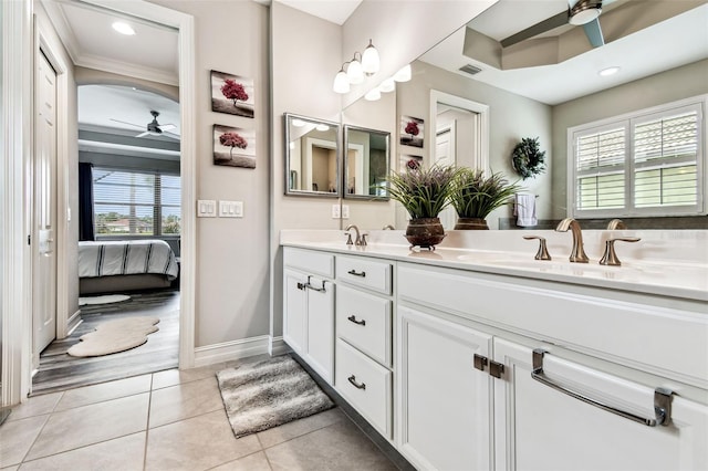 222 Toscavilla Blvd, Nokomis, FL 34275 - full bathroom with ceiling fan, ensuite bathroom, double vanity, and healthy amount of natural light