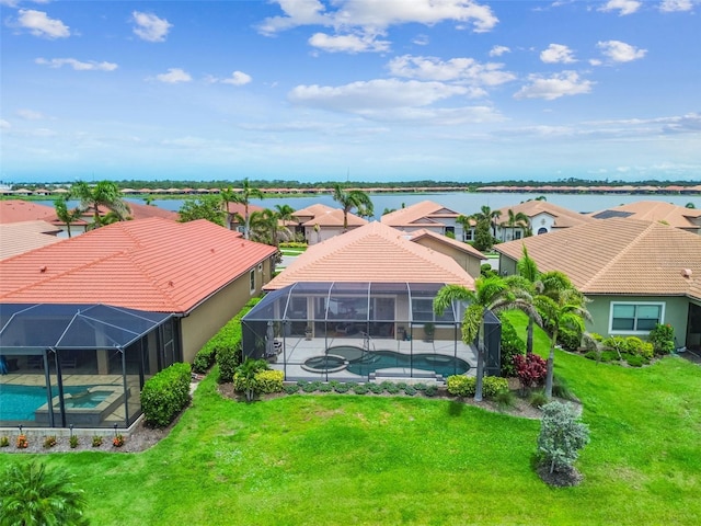 222 Toscavilla Blvd, Nokomis, FL 34275 - aerial view of residential area featuring a pool and a large body of water