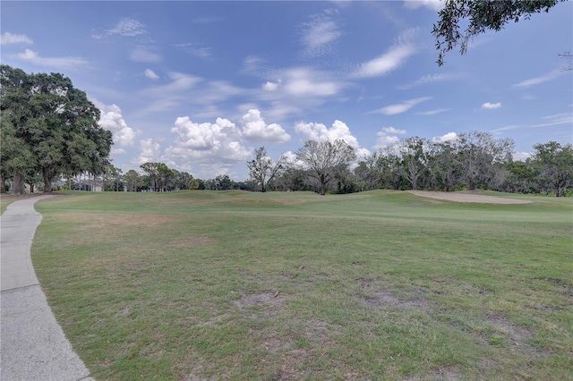3813 Salida Delsol Dr, Sun City Center, FL 33573 - surrounding community featuring view of golf course, a yard, and view of wooded area