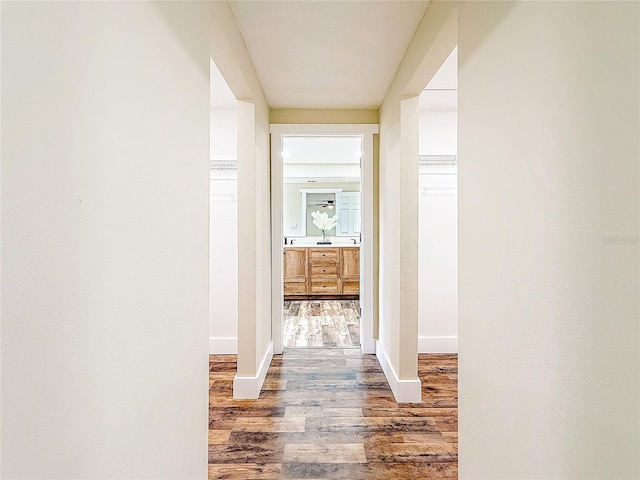 1025 Reading Rd, Lutz, FL 33558 - corridor featuring wood finished floors and baseboards