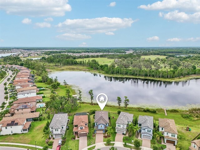 19191 Pease Pl, Lutz, FL 33558 - aerial view of residential area featuring a large body of water