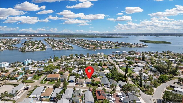 13325 1st St E, Madeira Beach, FL 33708 - aerial view of property's location with nearby suburban area and a nearby body of water