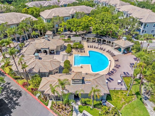 741 Mainsail Dr, Tampa, FL 33602 - aerial perspective of suburban area featuring a pool area