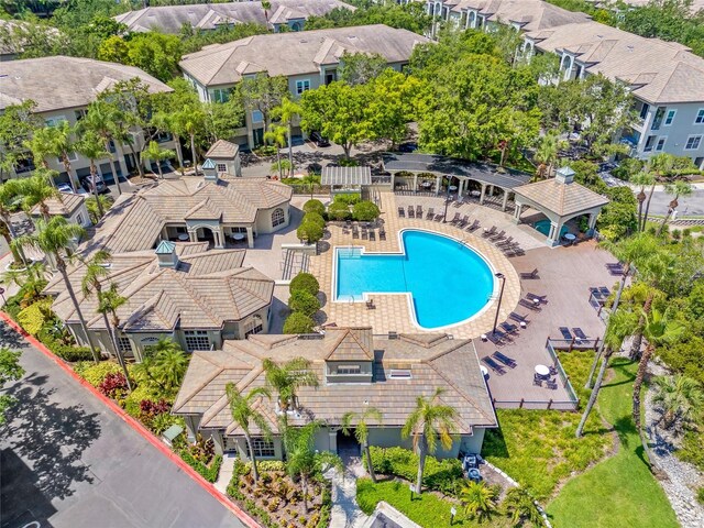 741 Mainsail Dr, Tampa, FL 33602 - aerial perspective of suburban area featuring a pool area