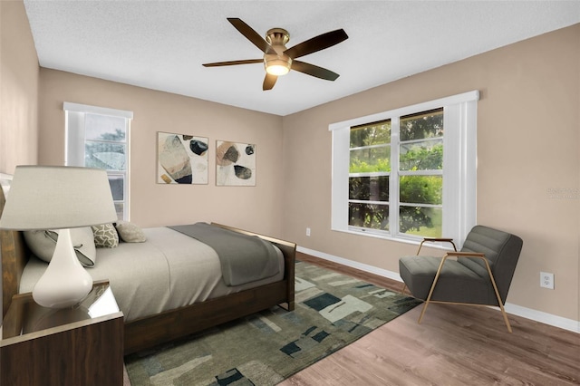 2608 Camille Dr, Palm Harbor, FL 34684 - bedroom with wood finished floors, baseboards, and a ceiling fan