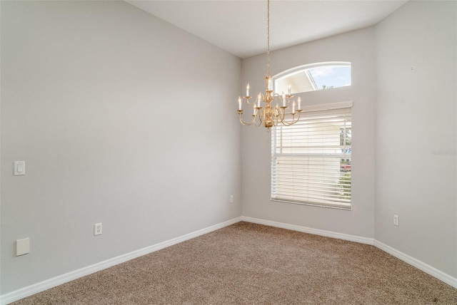 14266 Creek Run Dr, Riverview, FL 33579 - carpeted spare room featuring a chandelier and baseboards
