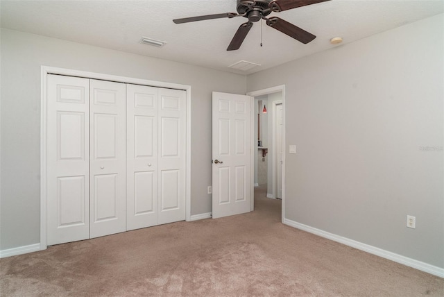 14266 Creek Run Dr, Riverview, FL 33579 - unfurnished bedroom with carpet, a closet, baseboards, and ceiling fan