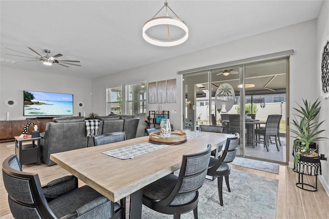 31921 Magna Gulf Loop, San Antonio, FL 33576 - dining space with a ceiling fan and light wood-type flooring