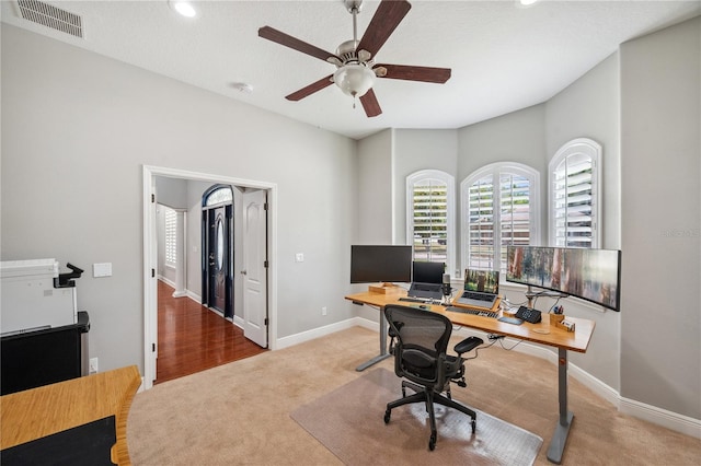 2011 Water Wheel Ct, Dunedin, FL 34698 - carpeted office space featuring a ceiling fan, baseboards, and recessed lighting