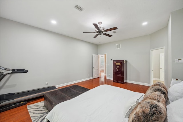 2011 Water Wheel Ct, Dunedin, FL 34698 - bedroom with wood finished floors, baseboards, recessed lighting, and ceiling fan