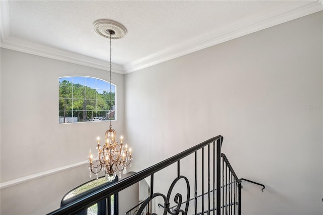 2011 Water Wheel Ct, Dunedin, FL 34698 - detailed view of a chandelier, crown molding, and a textured ceiling