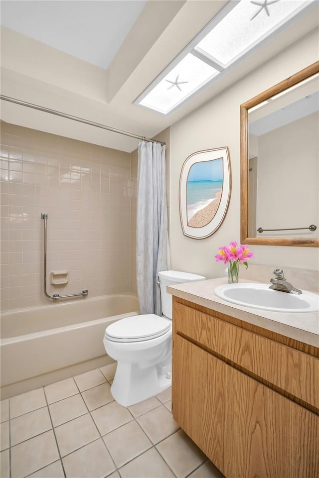 860 Maclaren Dr N Unit A, Palm Harbor, FL 34684 - bathroom featuring tile patterned flooring, vanity, shower / tub combo, and toilet