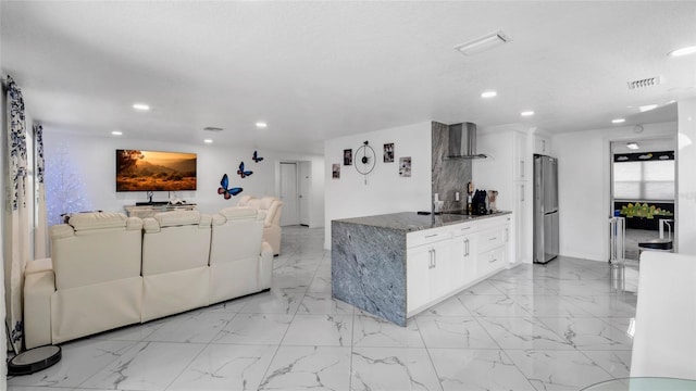 12416 Queensland Ln, Tampa, FL 33625 - living room featuring light marble finish flooring and recessed lighting