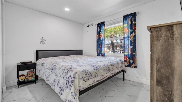 12416 Queensland Ln, Tampa, FL 33625 - bedroom featuring marble finish flooring, baseboards, and recessed lighting