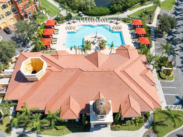 2741 Via Cipriani Unit 934B, Clearwater, FL 33764 - drone / aerial view of a pool area