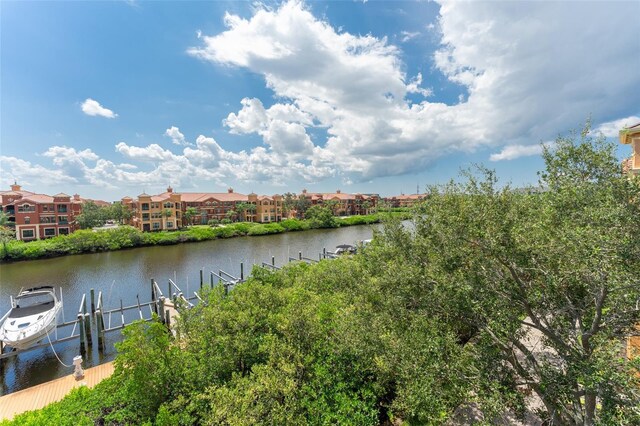 2741 Via Cipriani Unit 934B, Clearwater, FL 33764 - water view featuring a boat dock and boat lift