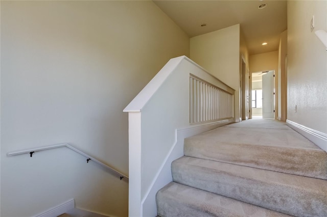 1531 Ember Ln, Tarpon Springs, FL 34689 - stairway with recessed lighting and carpet flooring