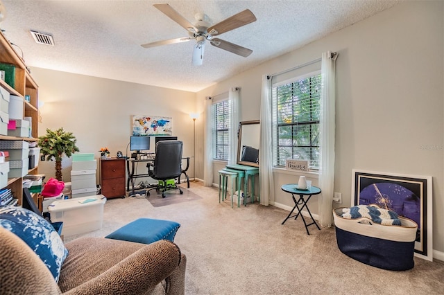 1515 Bayshore Blvd Unit 38, Dunedin, FL 34698 - office space with a textured ceiling, carpet floors, and ceiling fan