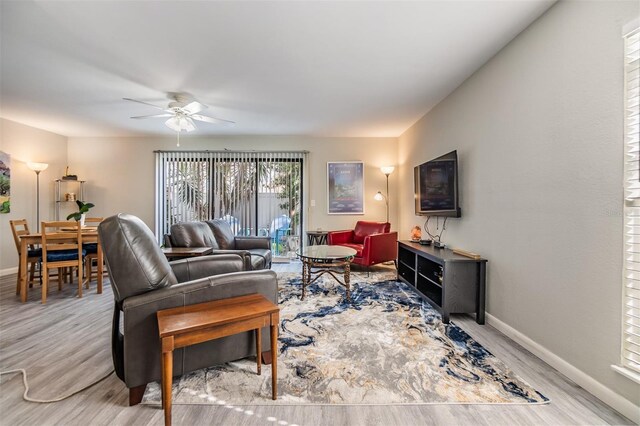 1515 Bayshore Blvd Unit 38, Dunedin, FL 34698 - living room featuring a ceiling fan and wood finished floors