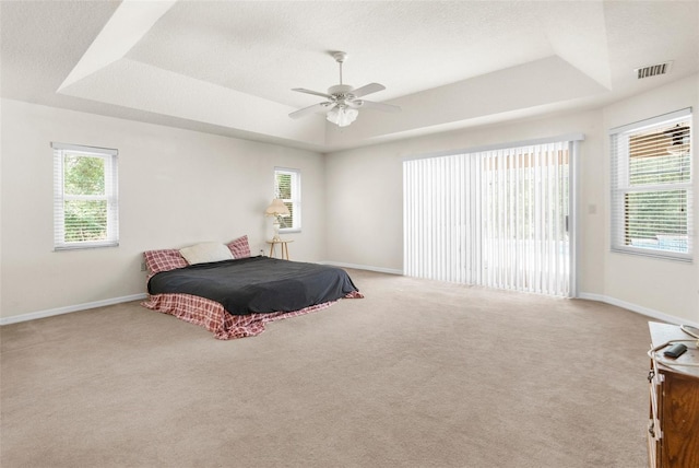 8518 N Linwood Loop, Citrus Springs, FL 34433 - bedroom with a tray ceiling, carpet floors, and multiple windows