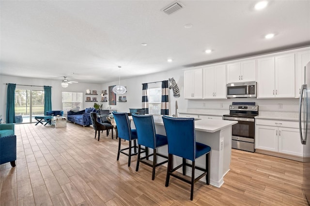 5511 Badini Way, Palmetto, FL 34221 - kitchen with appliances with stainless steel finishes, open floor plan, healthy amount of natural light, light wood finished floors, and recessed lighting