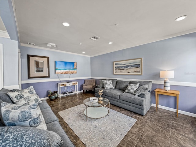 4221 W Spruce St Unit 2302, Tampa, FL 33607 - living area with baseboards, ornamental molding, and recessed lighting
