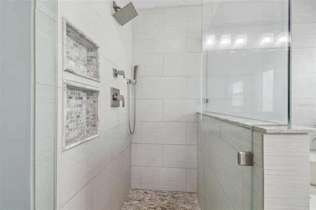 12102 Steppingstone Blvd, Tampa, FL 33635 - bathroom featuring a tile shower