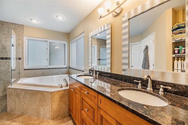 2016 Chelam Way, Brandon, FL 33511 - bathroom with a bath, double vanity, and tile patterned floors