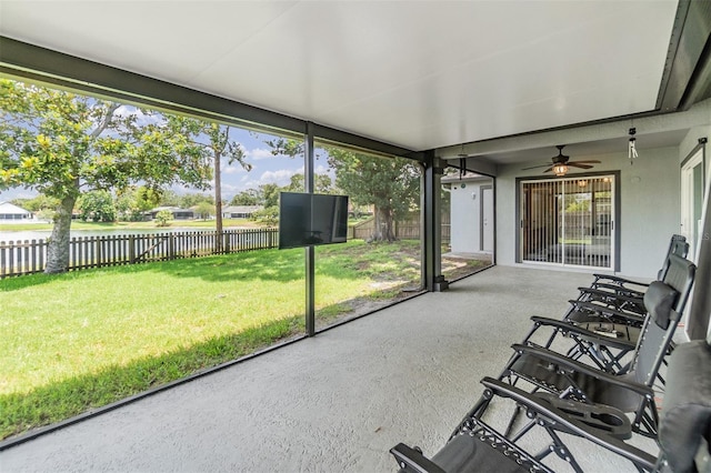 2016 Chelam Way, Brandon, FL 33511 - sunroom featuring a water view and ceiling fan