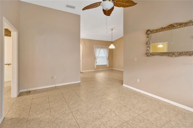 1604 Comfy Ct, Sun City Center, FL 33573 - unfurnished room featuring ceiling fan, tile patterned flooring, baseboards, and a chandelier