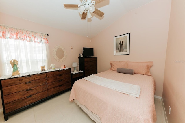 9852 Laurel Ledge Dr, Riverview, FL 33569 - bedroom featuring vaulted ceiling and ceiling fan
