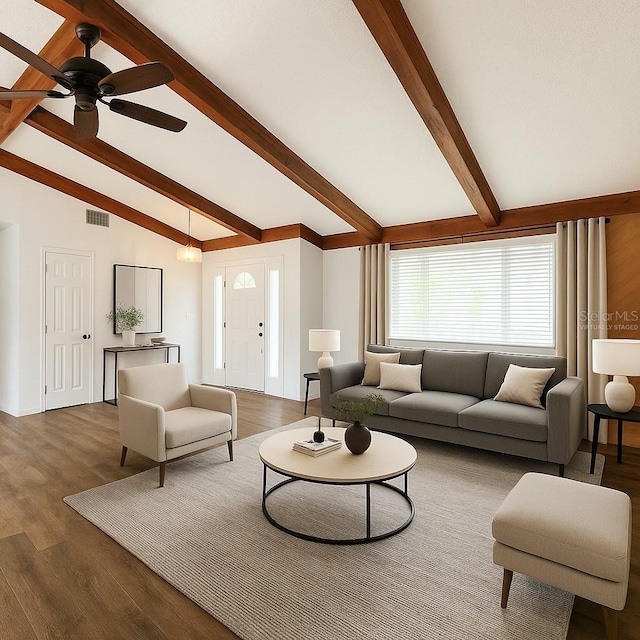 4102 Stonehenge Rd, Mulberry, FL 33860 - living area featuring wood finished floors and ceiling fan